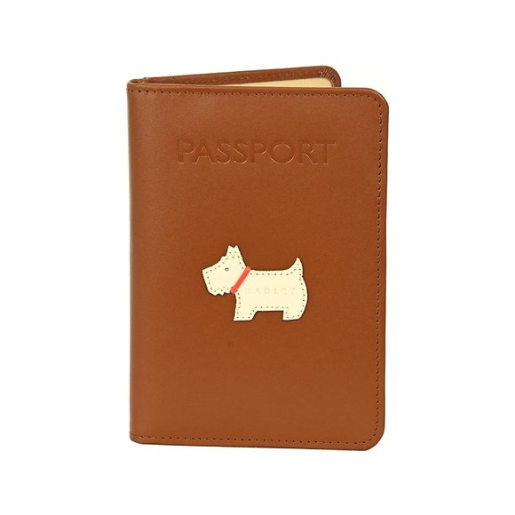 NWT 🇬🇧RADLEY LONDON🇬🇧 Dog Outline Heritage Leather Passport Holder - TAN - Picture 1 of 3